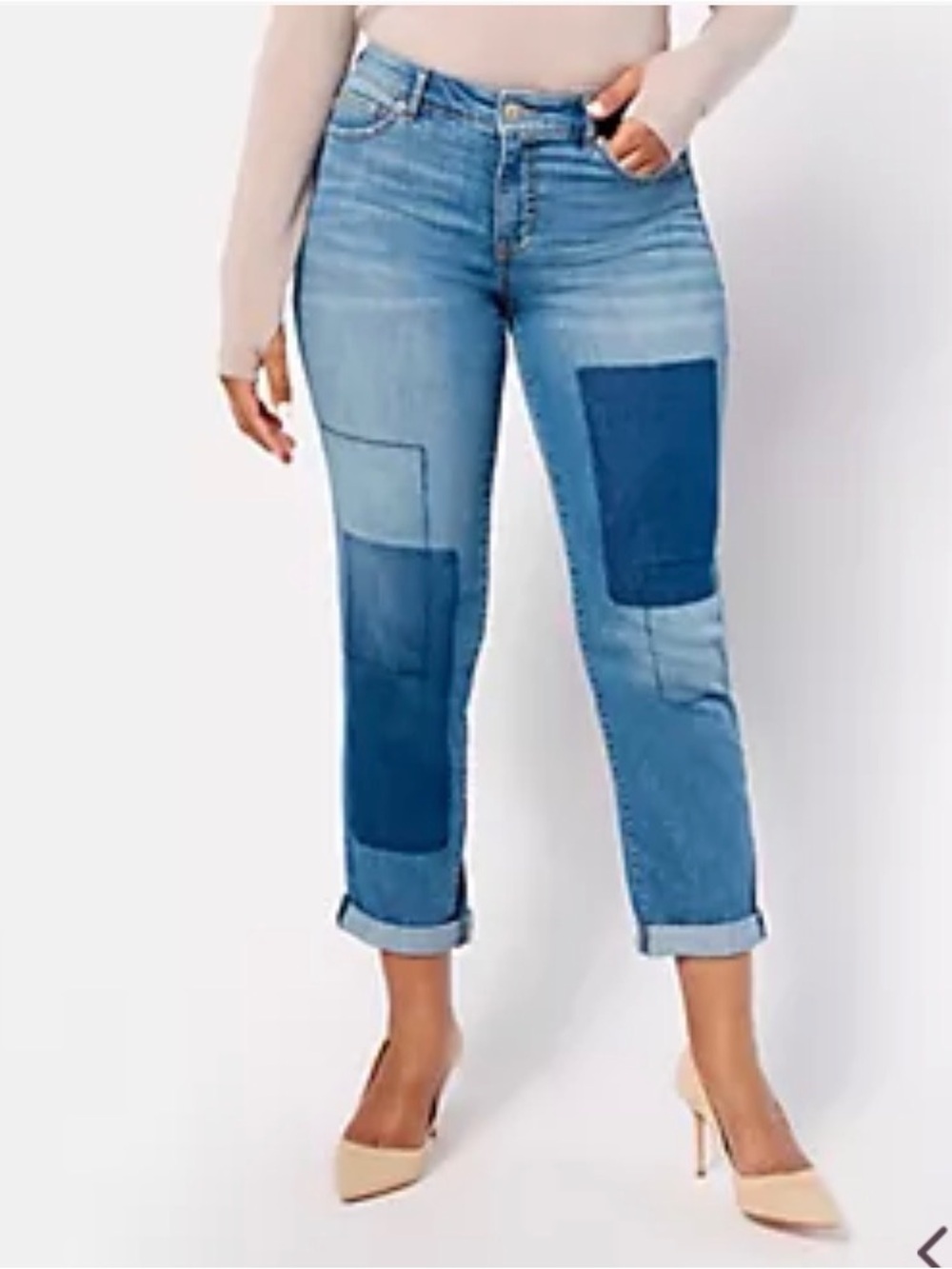 Midwash Patchwork Boyfriend Jeans - Blue Size 18W - Picture 3 of 3